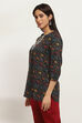 Red Viscose Blend Printed Straight Top image number 2