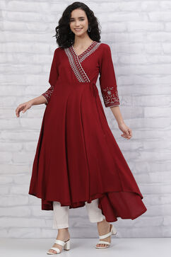 Red LIVA Anarkali Dress image number 2
