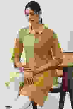 Yellow Cotton Straight Kurtas image number 6