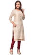 Beige A-Line Cotton Kurta image number 2