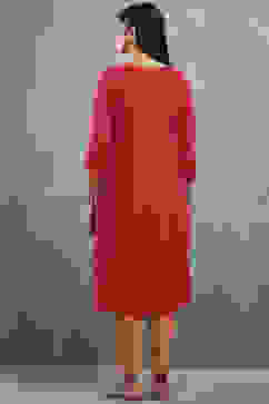 Pink Viscose Flared Kurta Pants Set image number 4