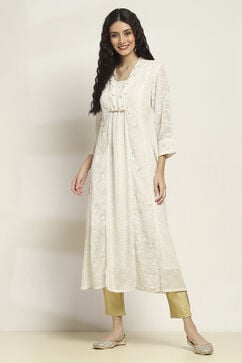 White Polyester Flared Kurta image number 5