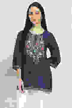 Navy Viscose Rayon Straight Kurti image number 5