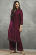 Purple Viscose Straight Kurta Pants Set image number 7