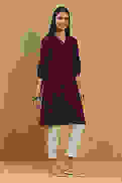 Purple Solid Straight Kurta image number 0