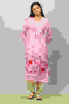 Pink Rayon Printed Straight Kurta image number 5