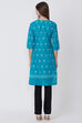 Sky Blue Cotton And Cambric Straight Kurta image number 4
