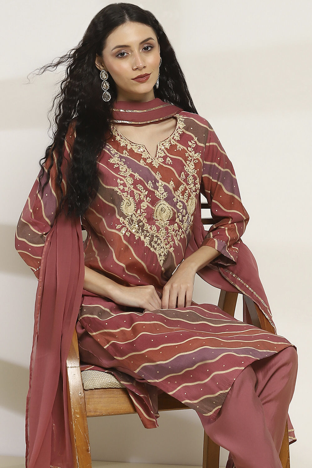 Olive Green Printed Straight Kurta Set image number 7