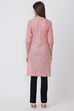 Pink Poly Cotton Straight Kurta image number 4