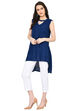 Indigo Asymmetric Polyester Kurta image number 2