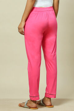 Pink Cotton Blend Slim Pant image number 4