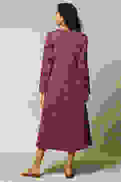 Maroon Jacquard Straight Printed Dress image number 3