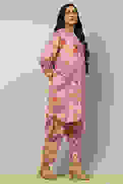 Pink Floral Printed Straight Co-ord Set image number 5