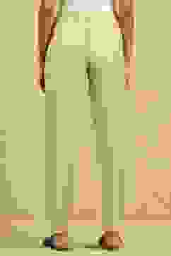 Gold Viscose Blend Solid Narrow Pants image number 5