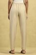 Gold Viscose Blend Solid Narrow Pants image number 5