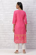 Pink Cambric Cotton Straight Kurta image number 4