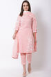 Peach Cotton Straight Kurta image number 4