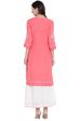 Peach Cotton Straight Kurta image number 4