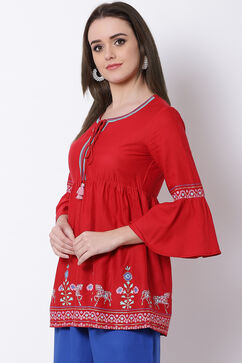 Red Viscose Indie Top image number 2