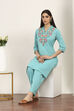 Green Cotton Blend Cotton Flex Kurta Pants Set image number 0