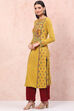 Mustard Acrylic Straight Kurta image number 2