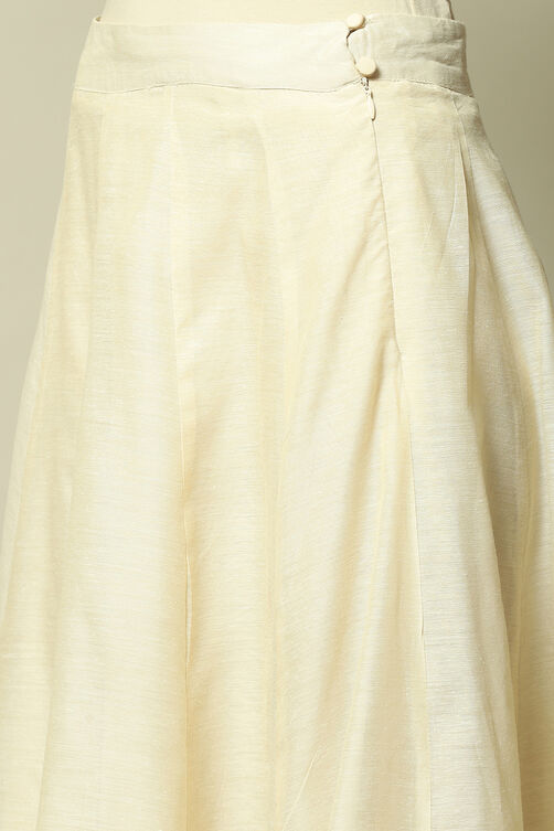 Gold Polyester Flared Solid Skirt image number 1