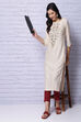Off White Viscose Kurta image number 1