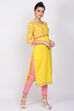 Yellow Cotton Straight Kurta image number 3