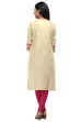 Beige Cotton Straight Kurta image number 3