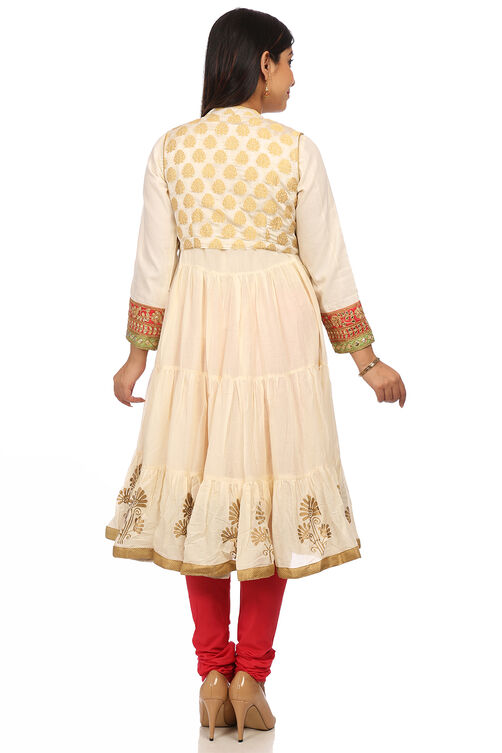 Ivory Flared Cotton Suit Set image number 4