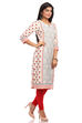 Beige Straight Cotton Kurta image number 2