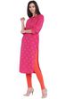 Pink Cotton Straight Kurta image number 2