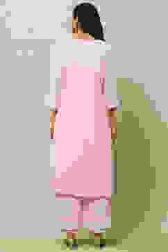 Pink Embroidered Straight Kurta image number 3