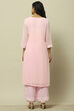 Pink Polyester Straight Kurta image number 3