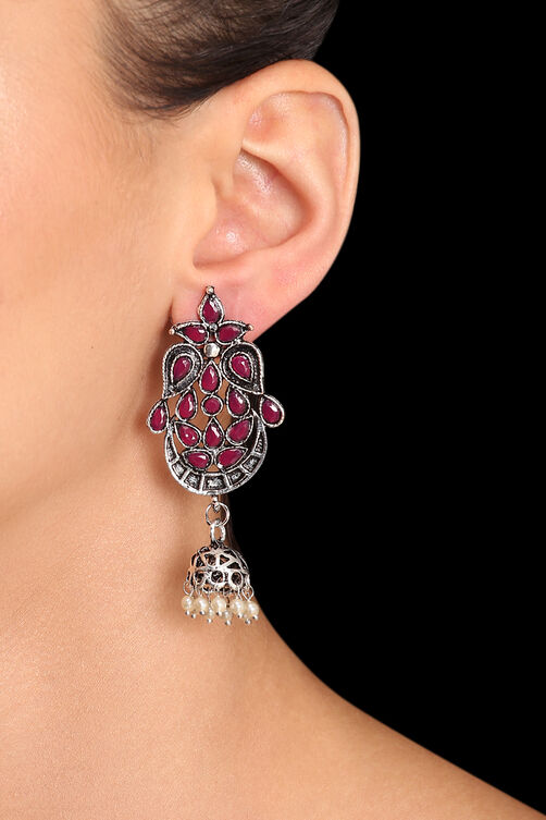 Red Metal Brass Earrings image number 0