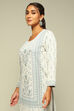 Grey Acrylic Straight Yarn Dyed Kurta Palazzo Suit Set image number 1