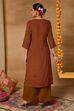 Mustard Viscose Blend Straight Printed Suit Set image number 5