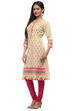 Beige Cotton Straight Kurta image number 1
