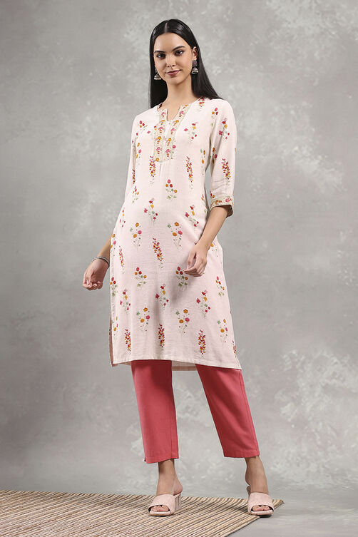 Natural Viscose Rayon Printed Straight Kurta image number 0