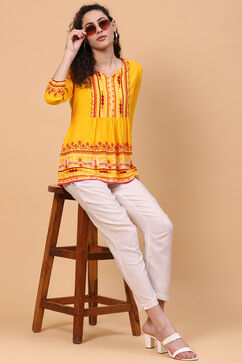 Mustard Viscose Rayon Short Top image number 6