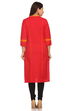 Red Cotton Kalidar Kurta image number 3