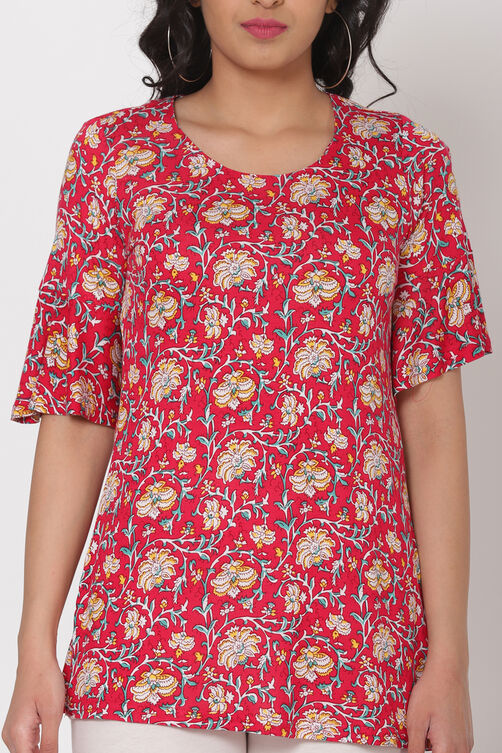 Red Viscose Indie Top image number 1