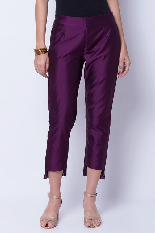Purple Poly Cotton Slim Pants image number 0