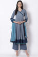 Indigo Cotton Kalidar Kurta image number 2