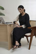 Black White Cotton Flex Straight Solid Kurta