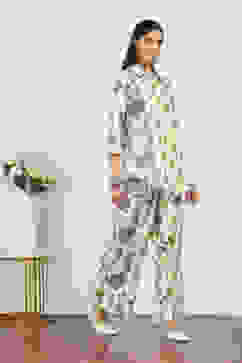 White Cotton Blend Cotton Flex Kurta Pants Set image number 5