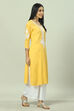 Yellow Embroidered Detail Straight Kurta image number 3