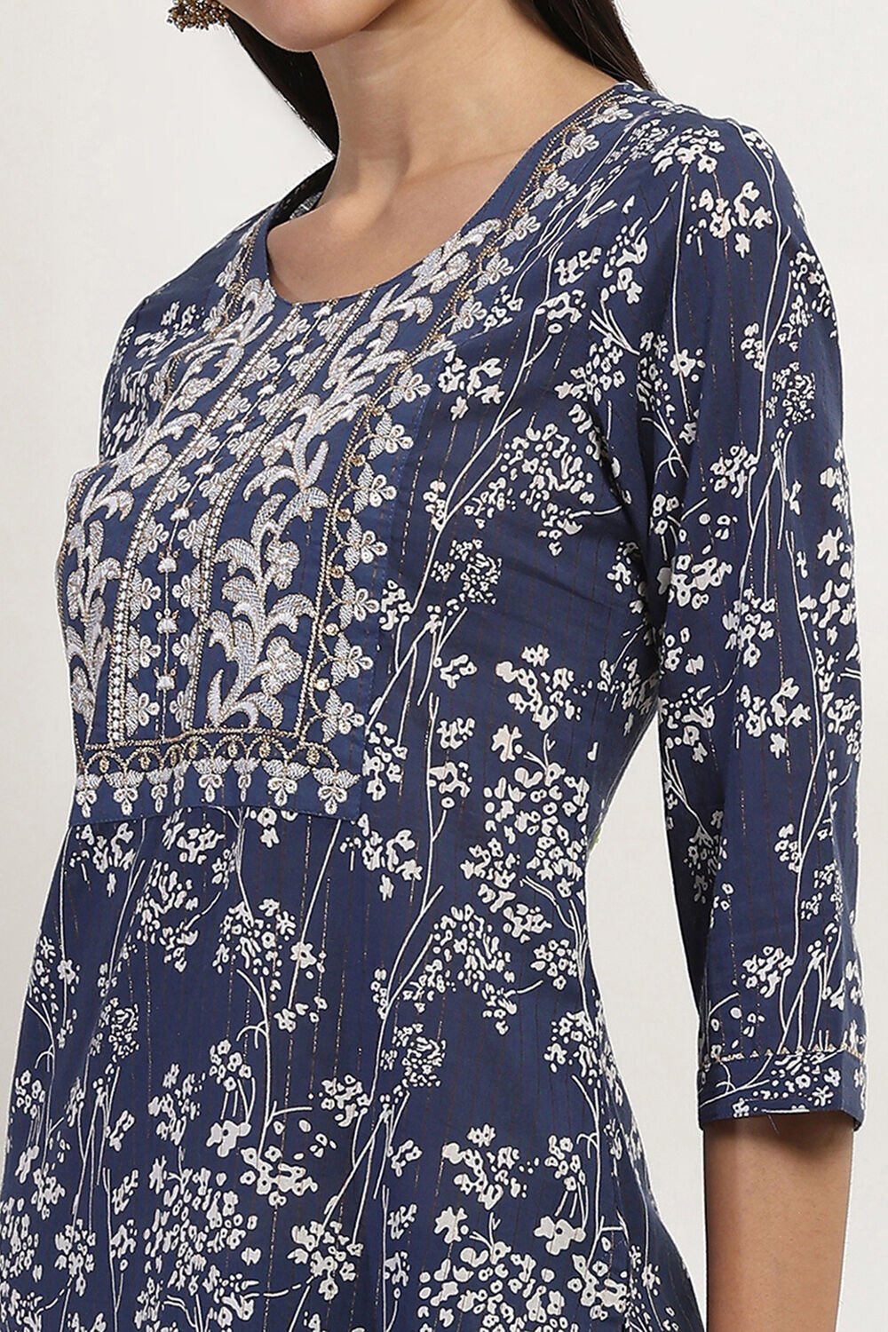 Indigo Cotton Straight Set image number 1