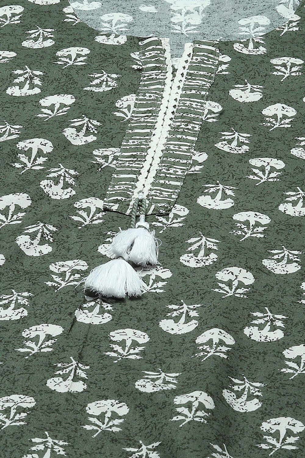 Olive Green Rayon Straight Printed Kurta Palazzo Suit Set image number 1