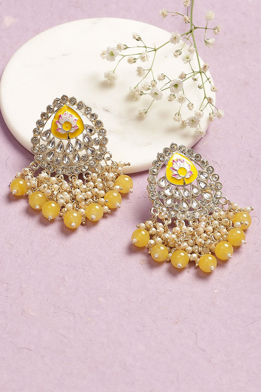Yellow chandelier earrings hot sale